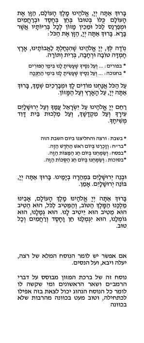 Birkat Hamazon Hakatzar